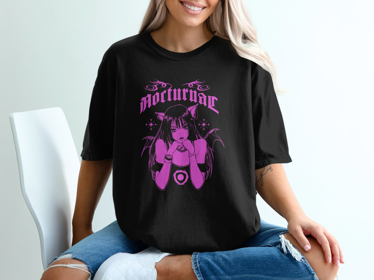 Nocturnal Gothic Anime Graphic Tee shirt product
