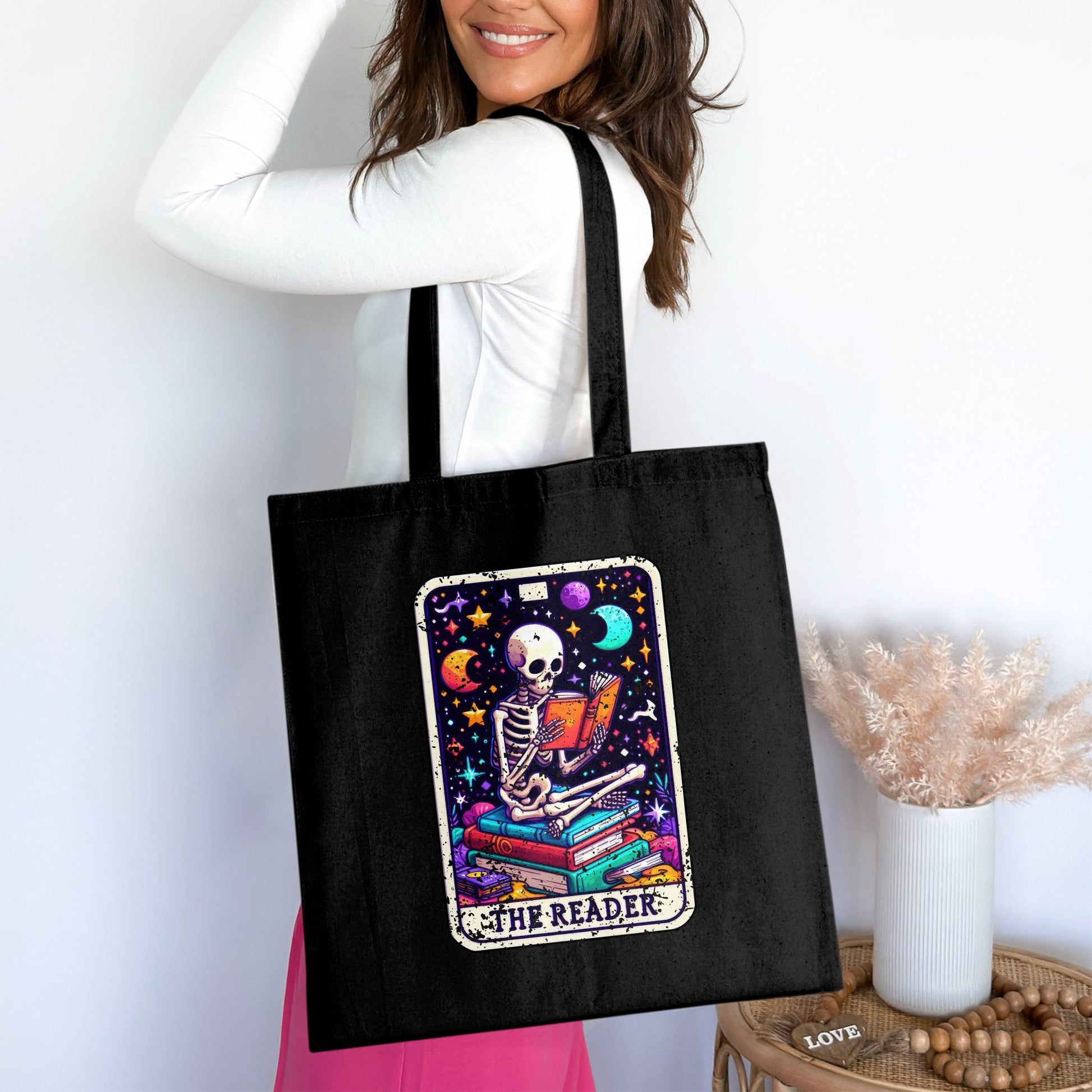 Colorful Skeleton Reading Books Design Tote product