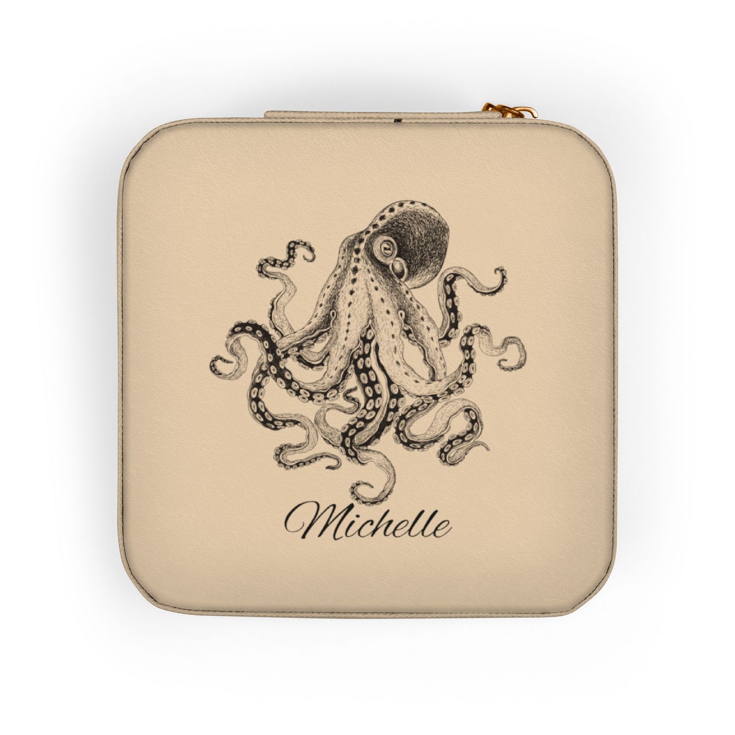 Octopus Illustration Jewelry Travel Case | Personalized Name Option