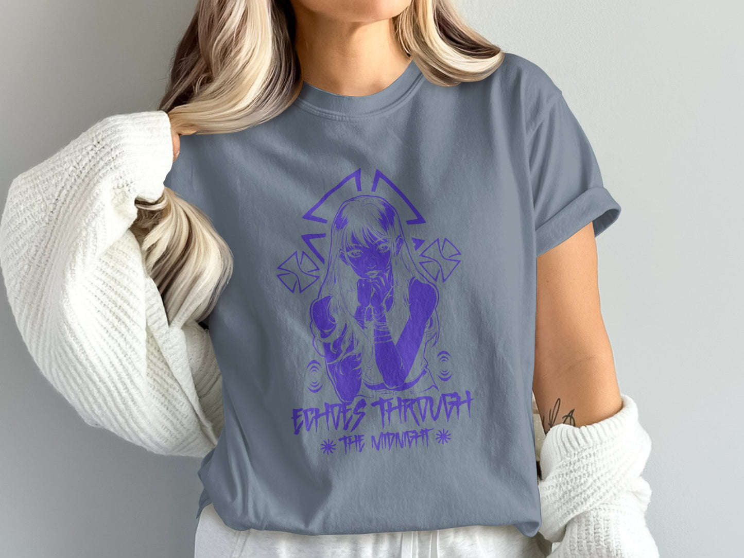 Echos through the midnight graphic tee product type