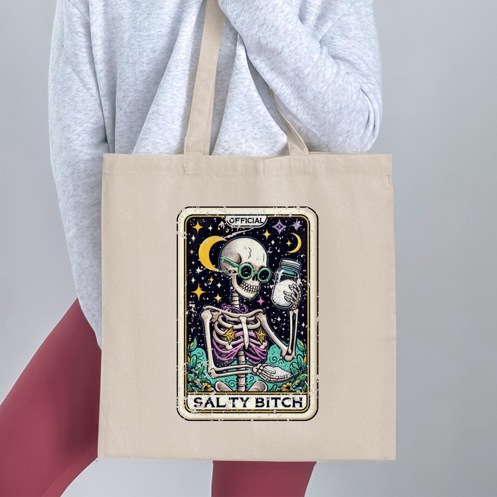 Official Salty Bitch Skeleton and Moon Tote Bag product type