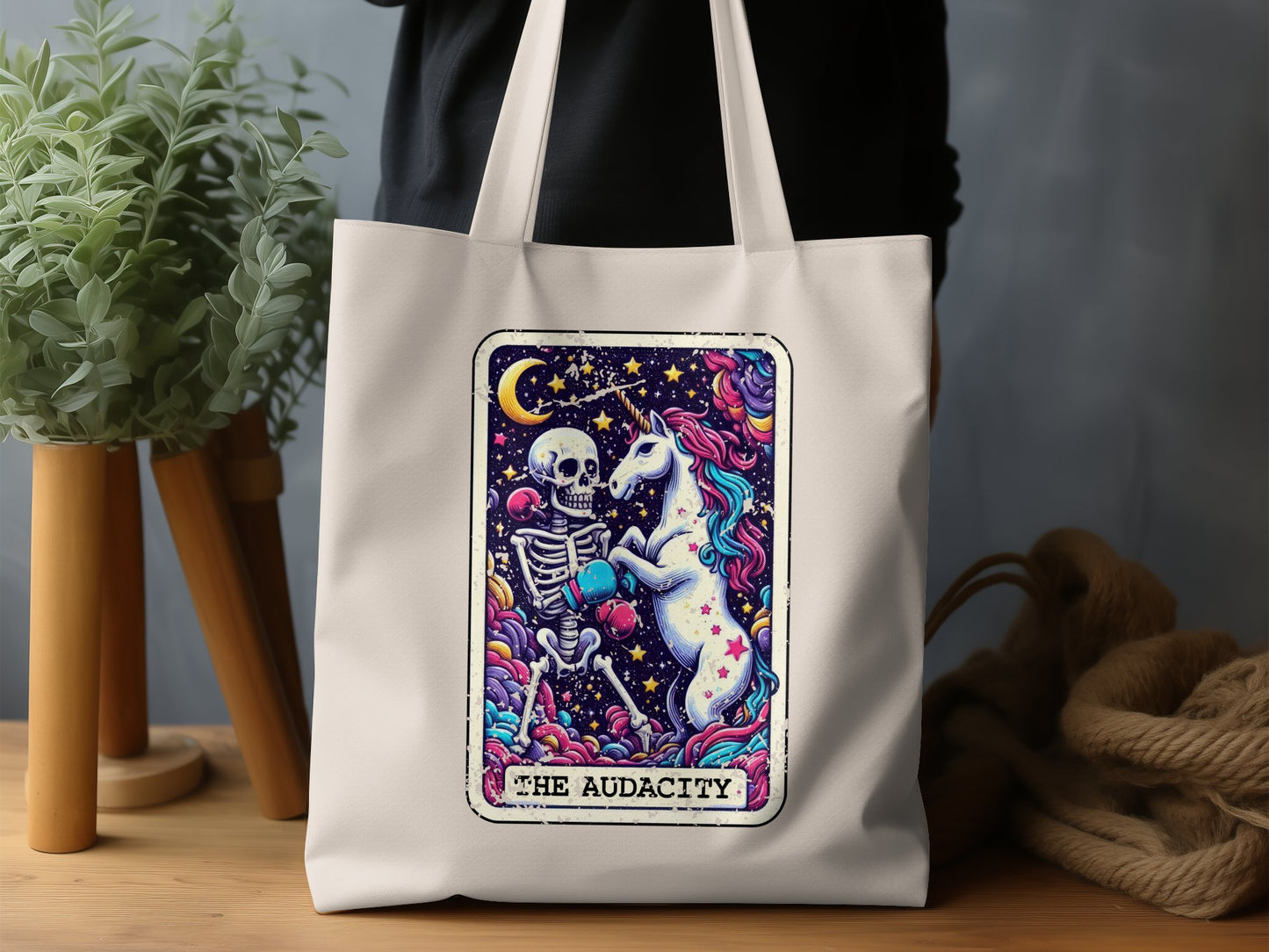 The Audacity Skeleton and Unicorn Design Tote product