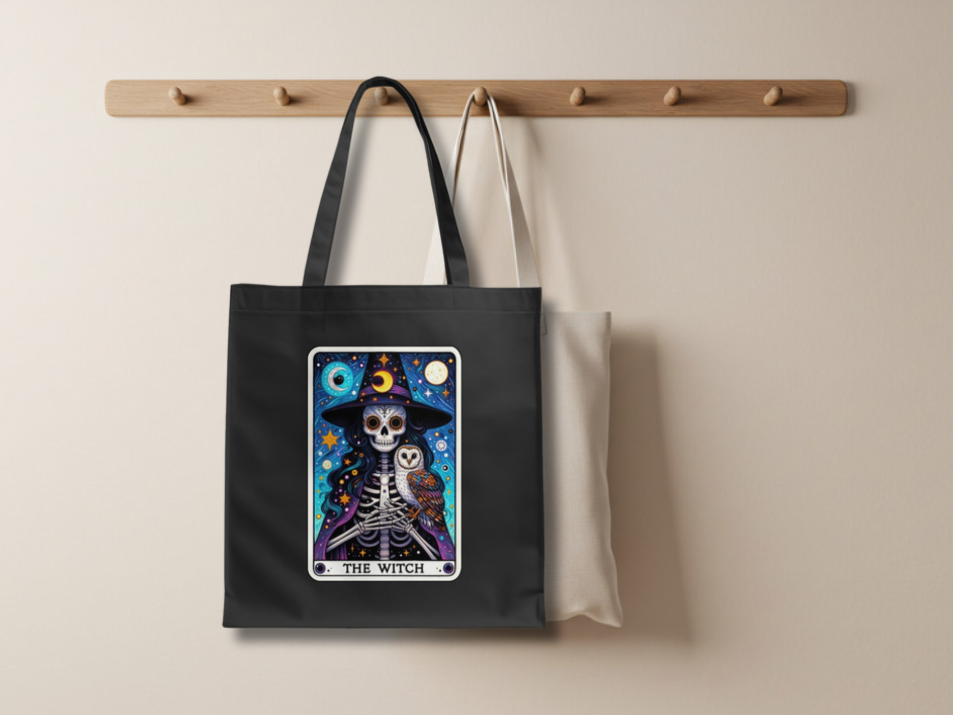 The Witch Skeleton Owl Art Tote Bag Unique Design product
