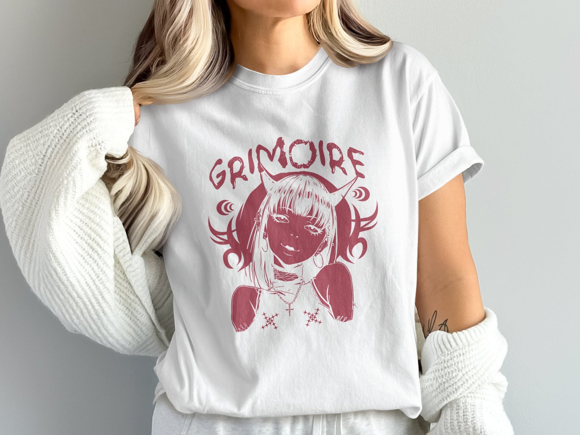 Grimoire Graphic Tee with Anime Character product type
