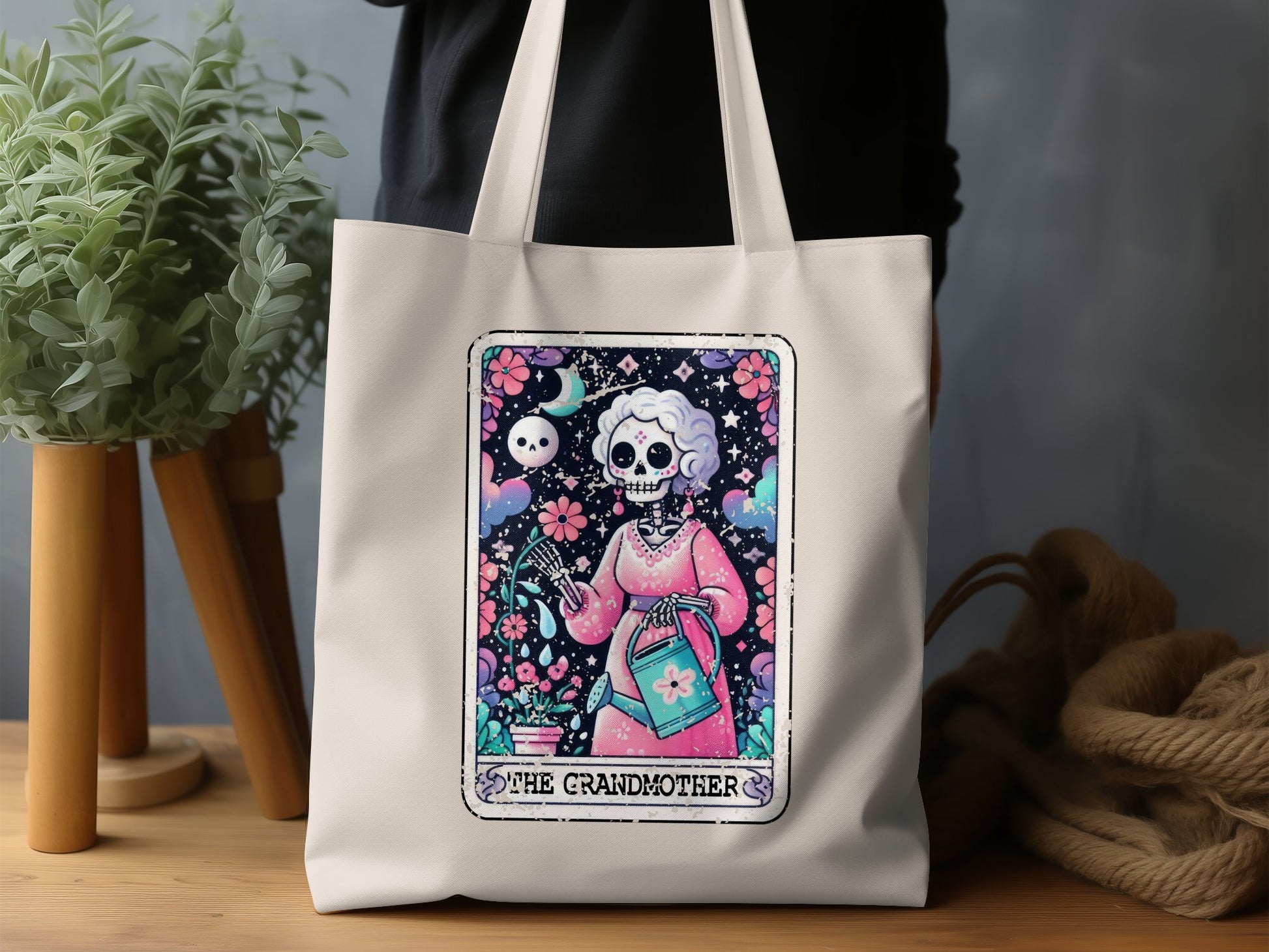 The Grandmother Skeleton Tarot Artistic Tote Bag product type