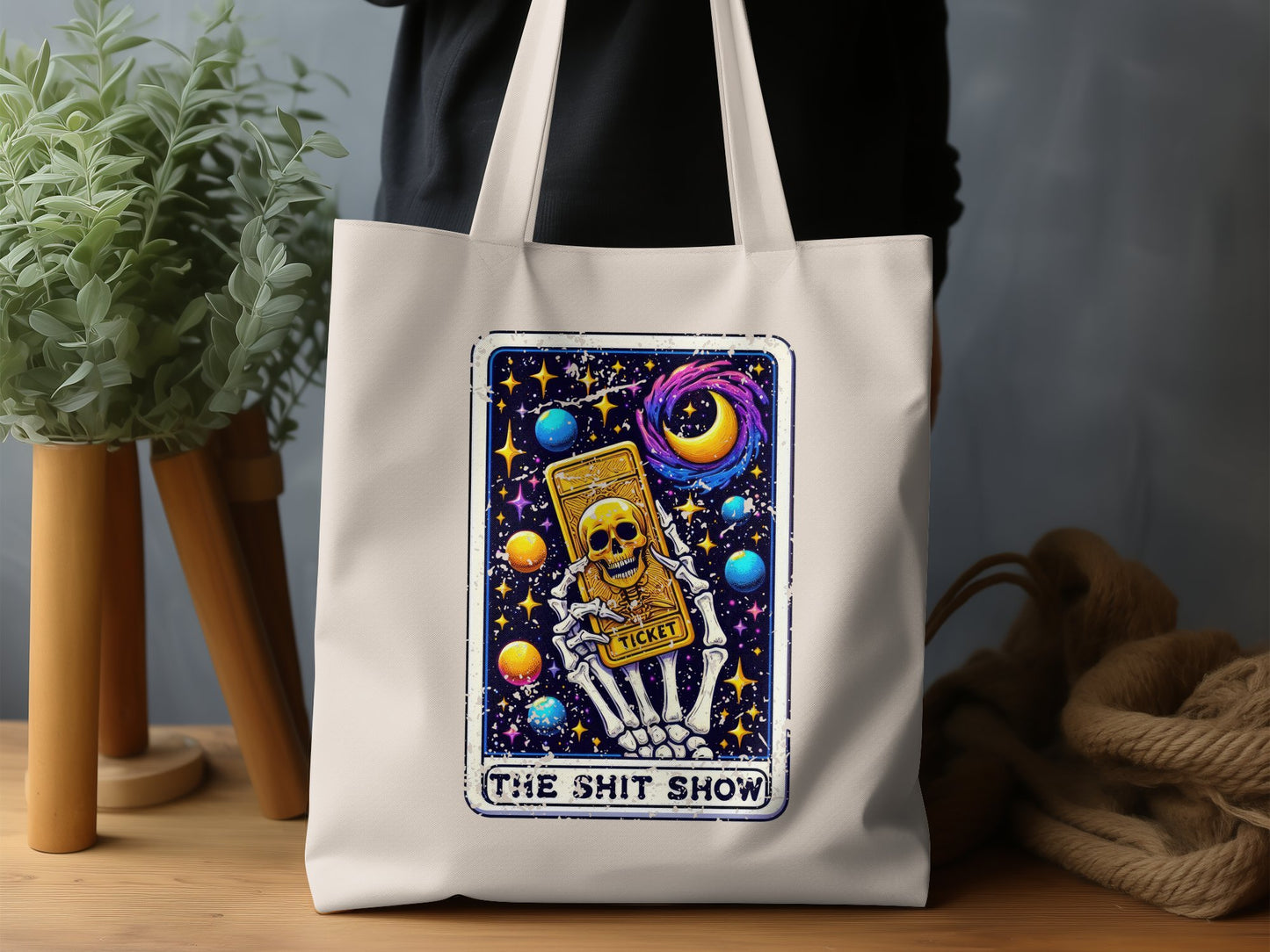 Retro Skeleton Astronaut The Shit Show Tote Bag product