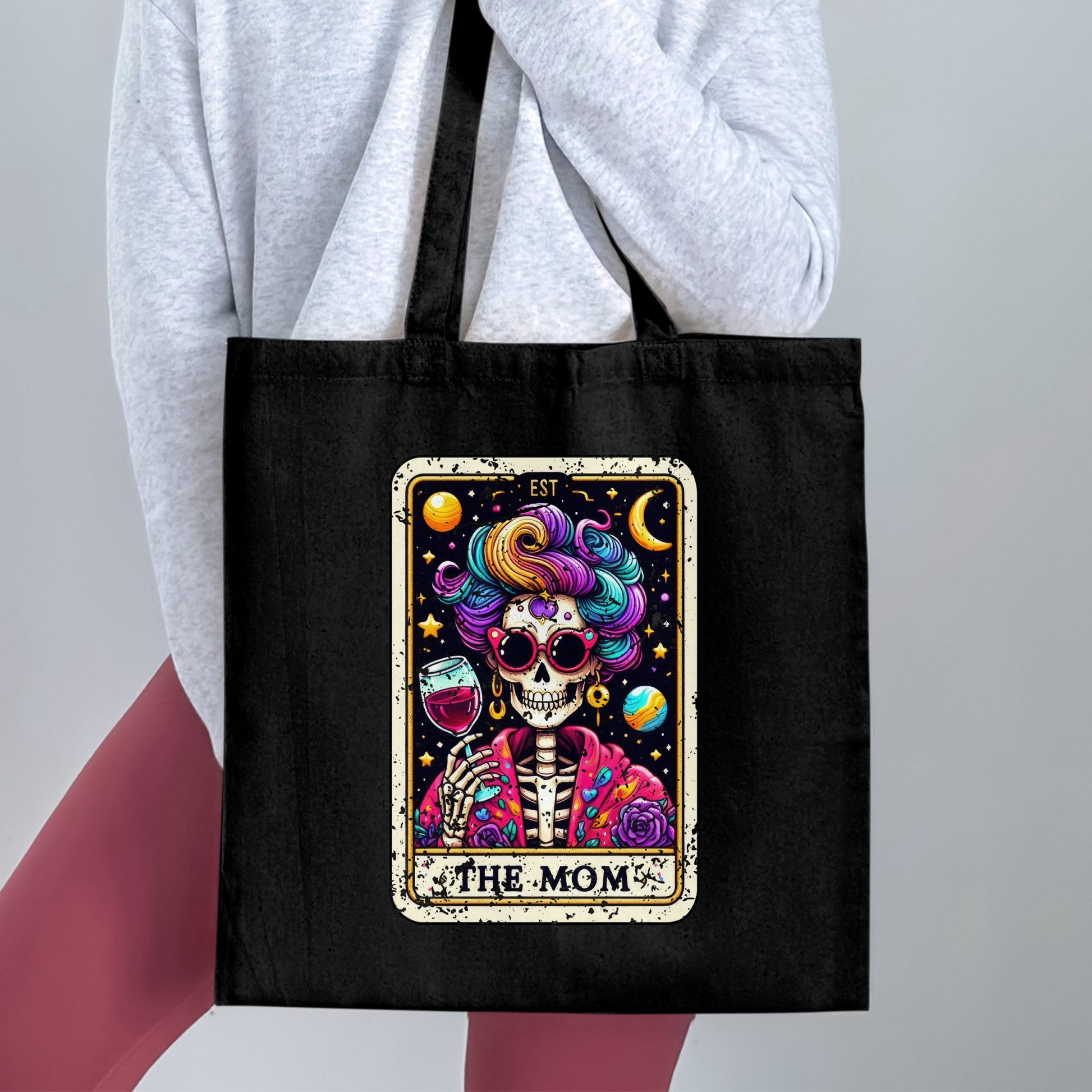 Colorful Skull Mom Design Reusable Tote Bag product