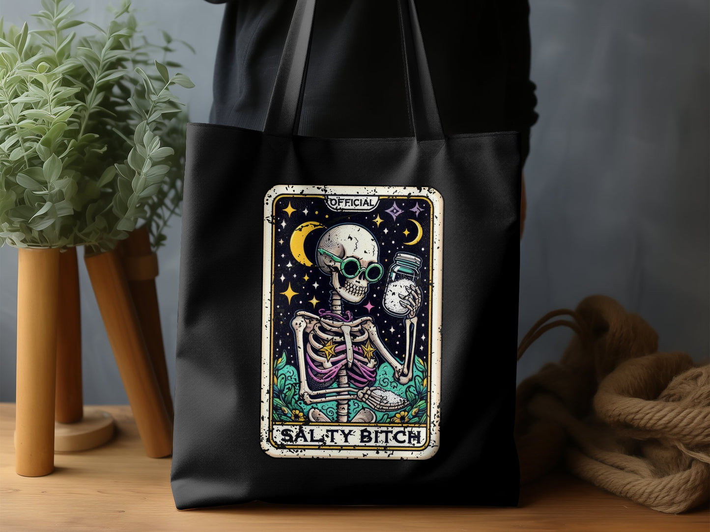 Skeleton with Sunglasses and Drink Tote Bag Product