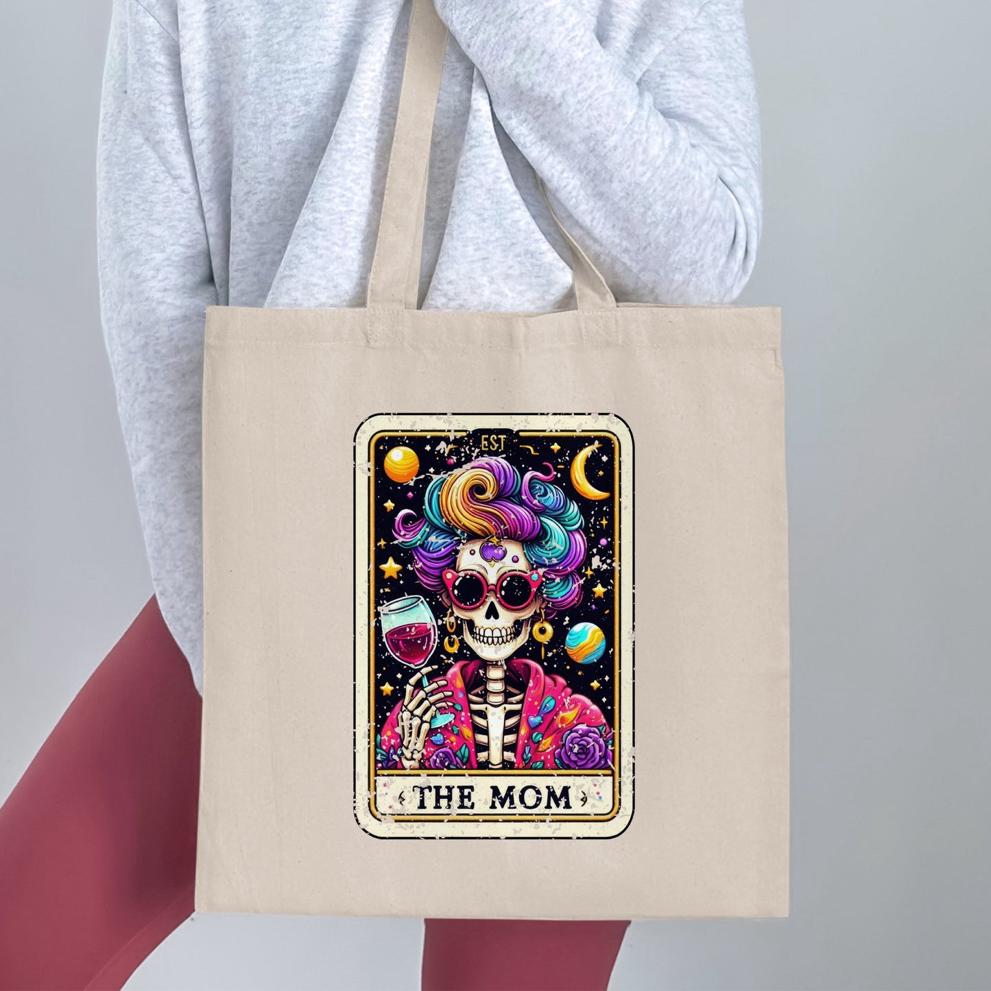 Vibrant Skull Art Tote Bag Featuring The Mom Product Type
