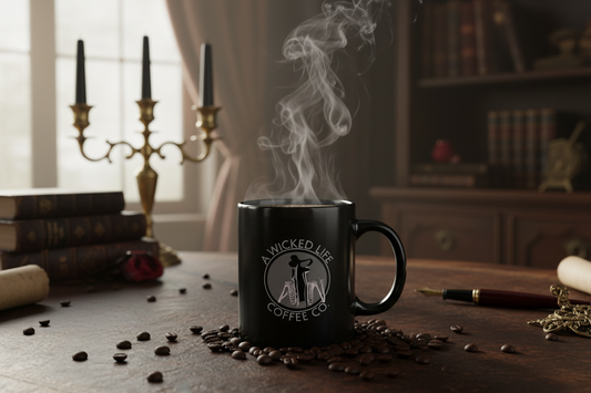 Black A Wicked Life Mug - Morning Coffee Scene