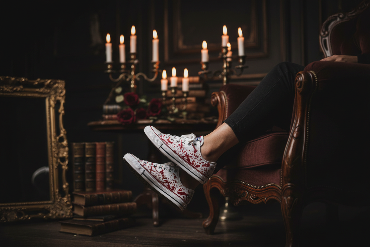 Blood Splatter Cosplay Sneakers Lifestyle Photo