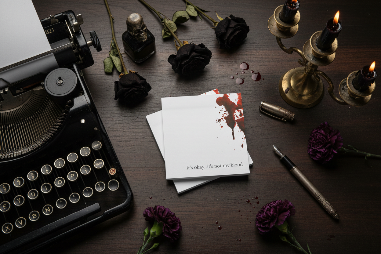 Bloody Crime Scene Note Pads - Overhead Workspace