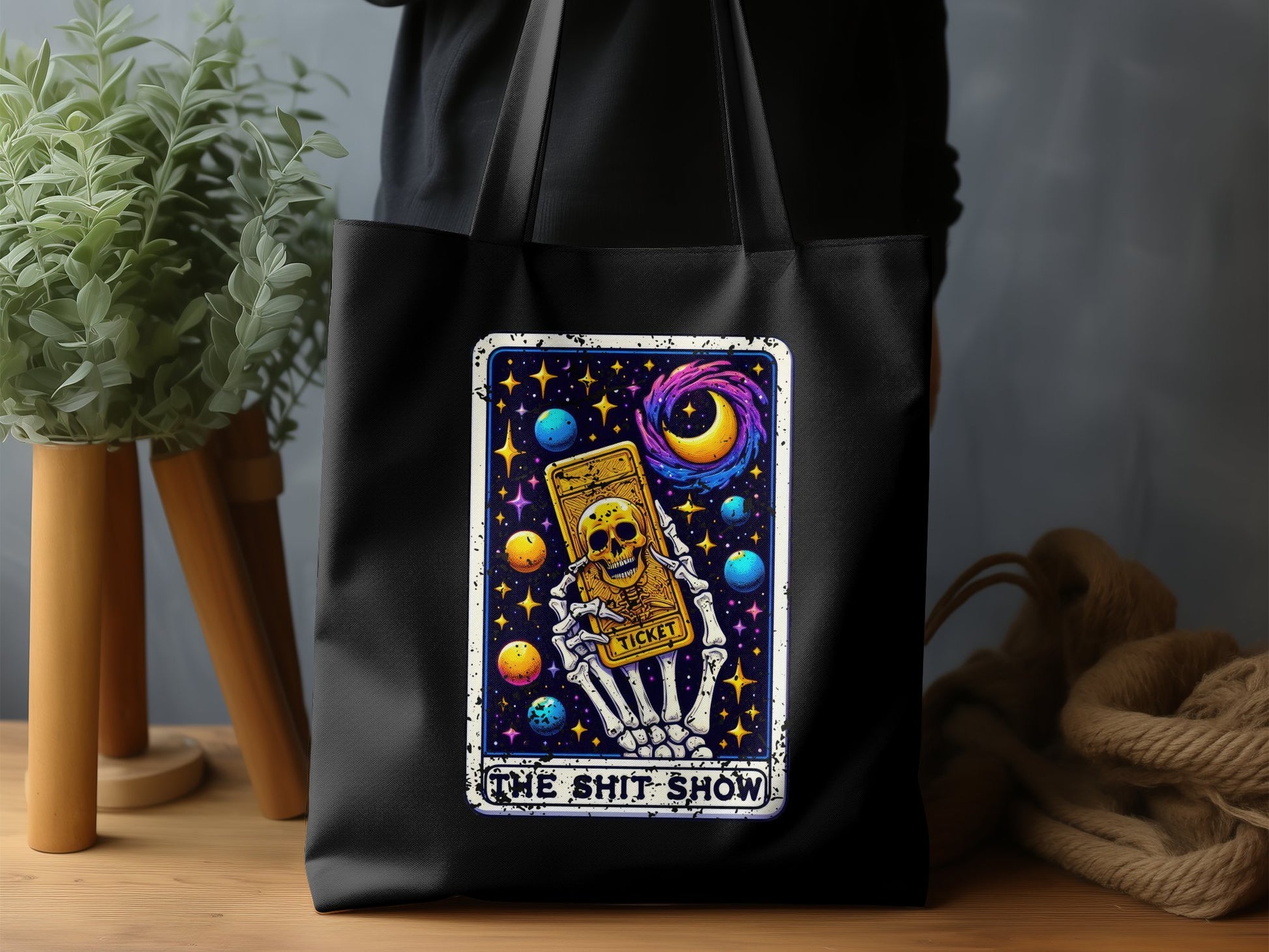 The Shit Show Tarot Card Skeleton Tote Bag product type