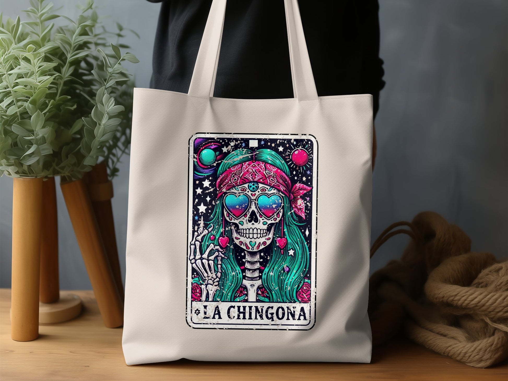 La Chingona Cool Skull Design Tote Bag product