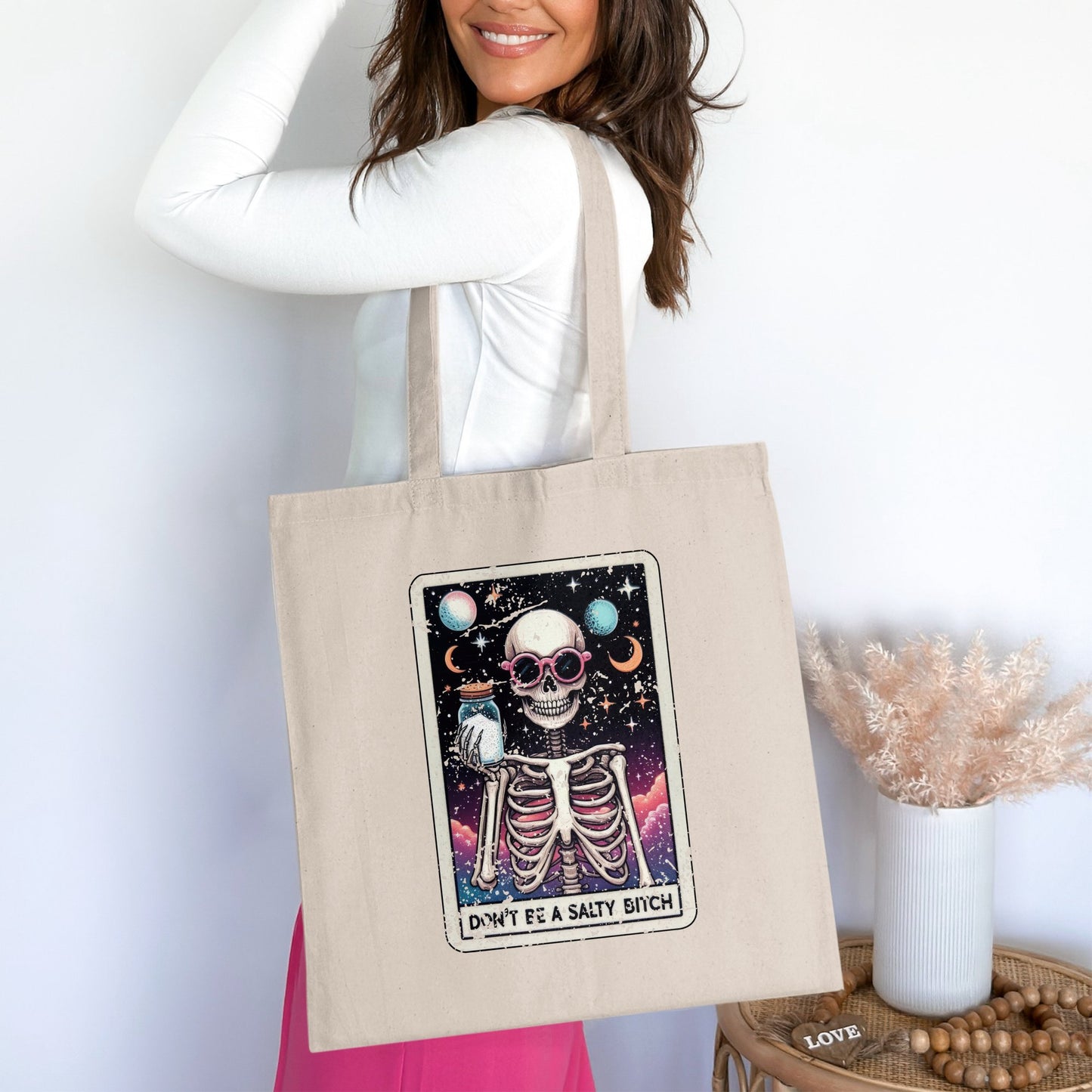Don't Be A Salty Bitch Skeleton Graphic Tote Bag product type