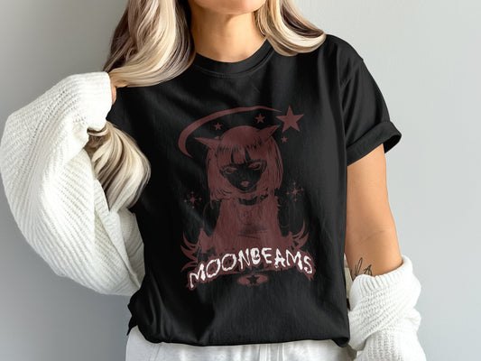 Moonbeams Cat with Stars Graphic T-shirt product type