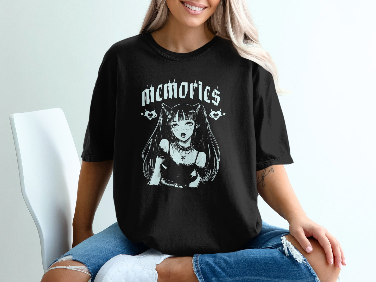 Memories Printed Black Oversized T-shirt product type
