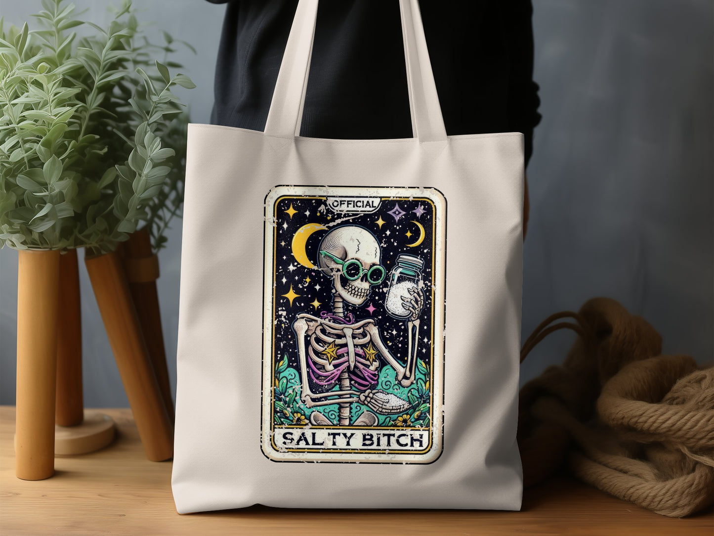 Official Salty Bitch Skeleton Canvas Tote Bag product type