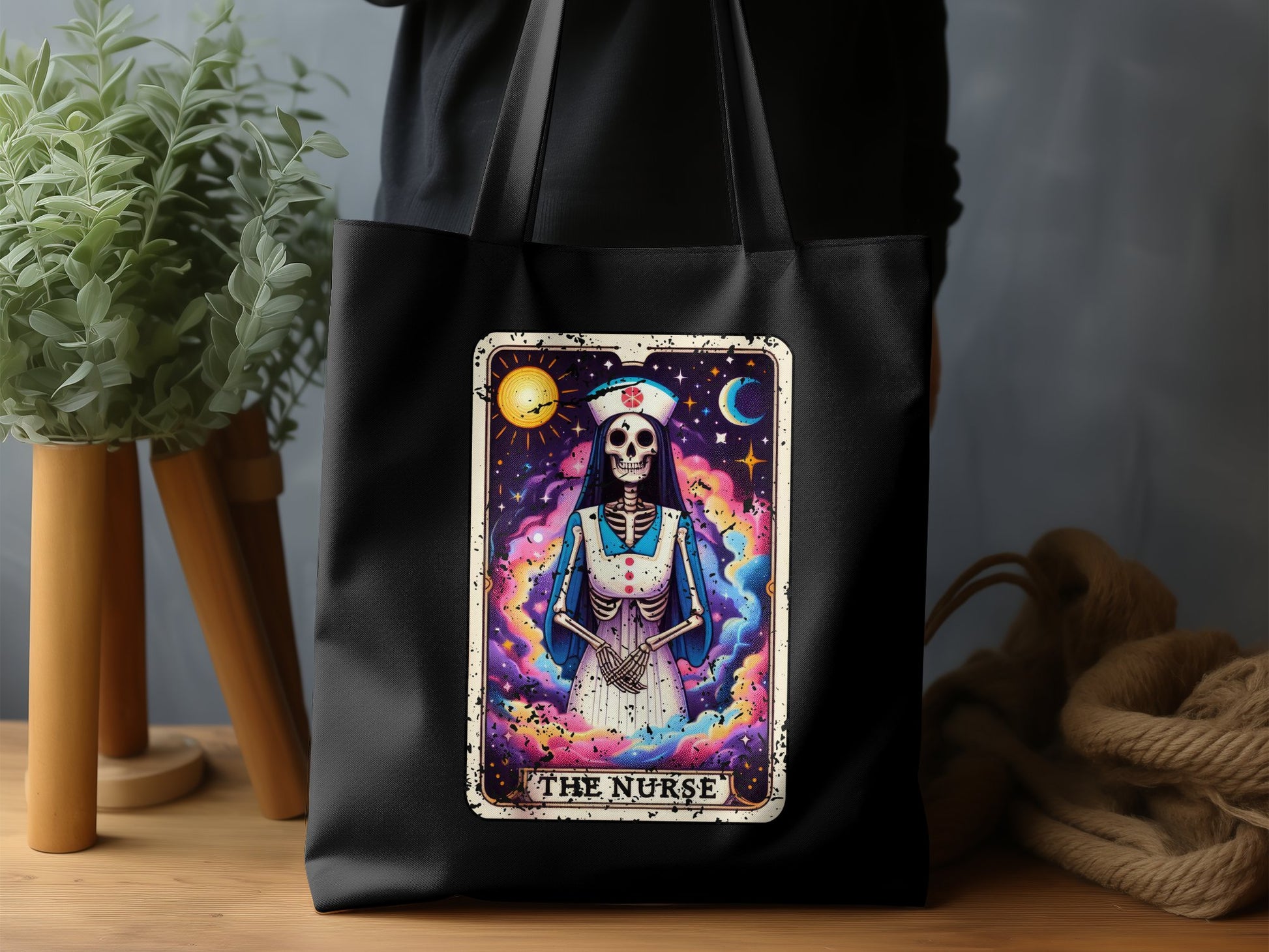 Mystic Nurse Tarot Card Skeleton Fantasy Art Tote product