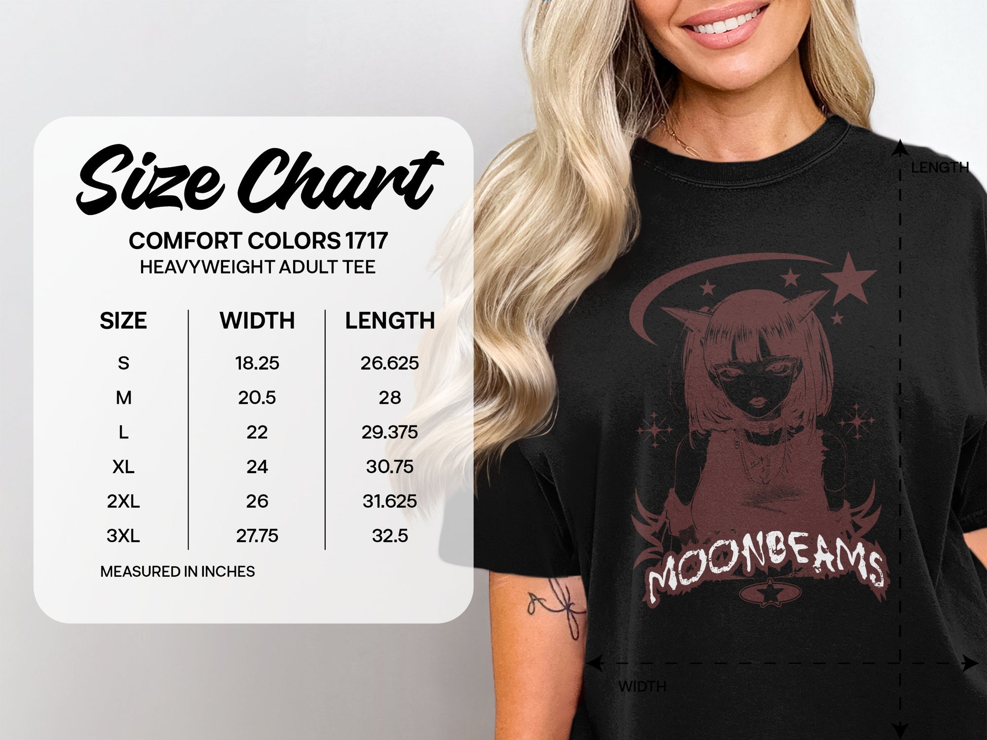 Moonbeams Design Black Heavyweight Adult Tee product type