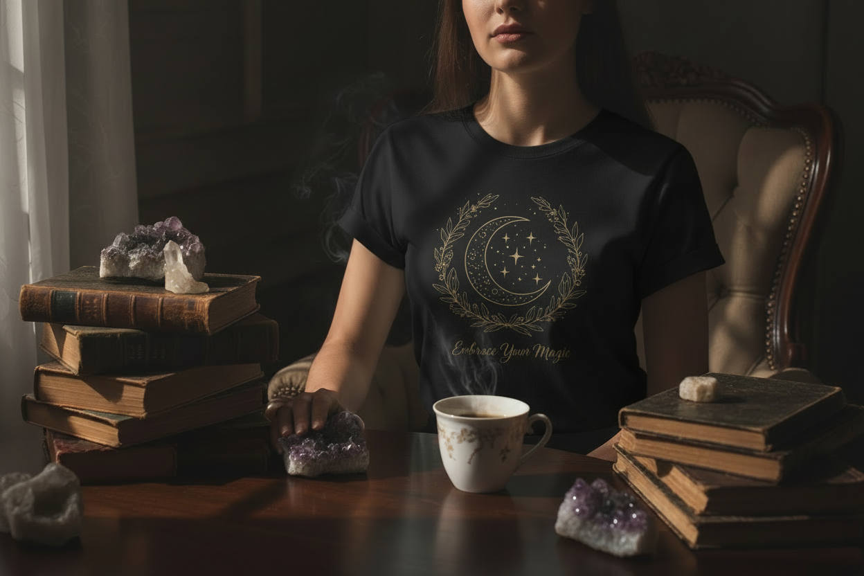 Embrace Your Magic T-Shirt Lifestyle Photo - Black