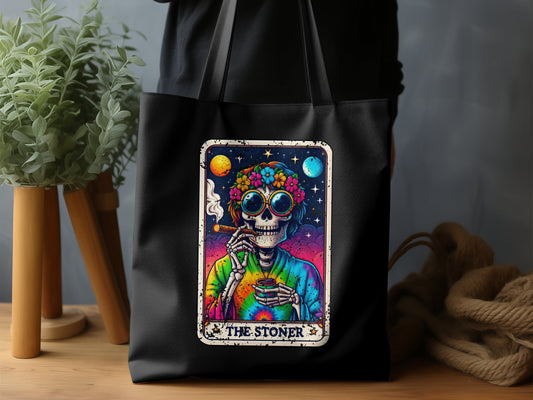 Colorful Skeleton Smoking Tote Bag Design product