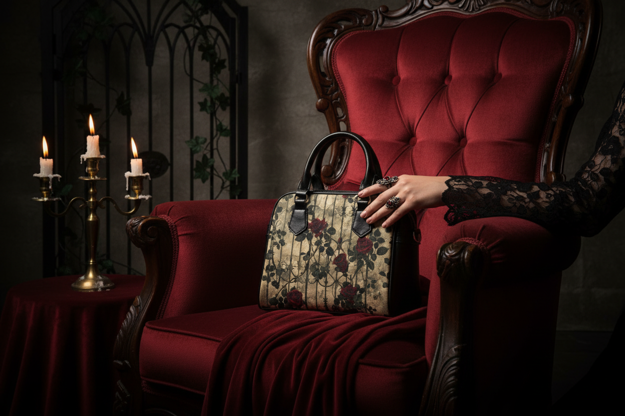 Gothic Roses Handbag Lifestyle
