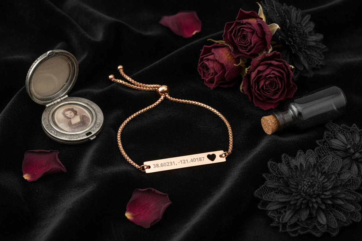 Heart Bar Bracelet - Dark Velvet Display