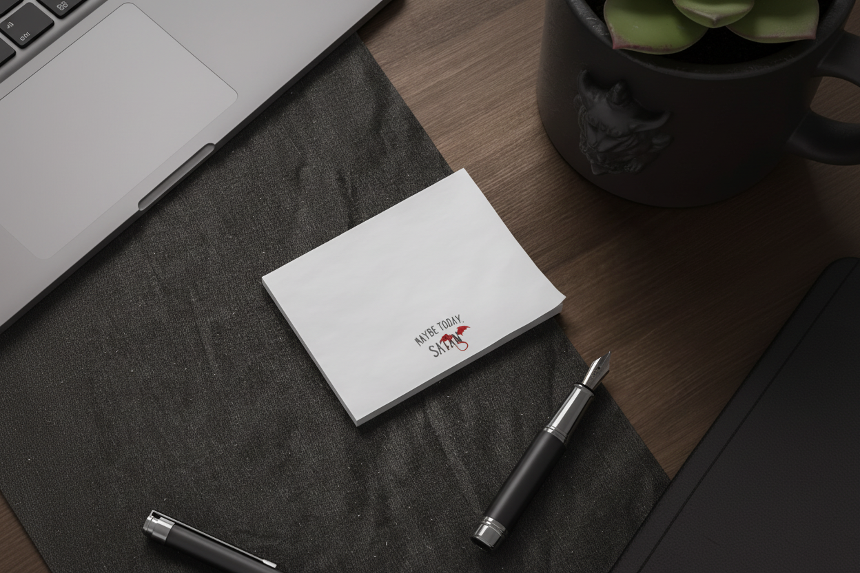 Maybe Today Satan Note Pads - Gothic Desk Scene