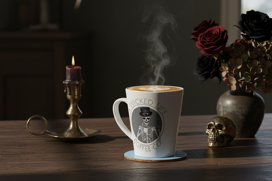 Skeleton Latte Mug - Gothic Latte Scene
